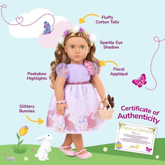 Our Generation Blossom Doll 18" Special Easter Limited Edition Bunny Basket Eggs - Picture 8 of 11
